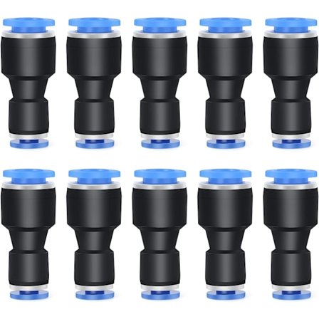10 stk. 6mm OD x 4mm OD lige reduktionsstykke til at forbinde fittings, pneum