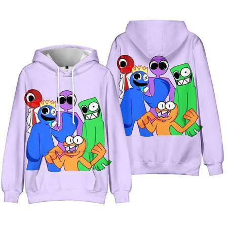Rainbow Friends Printed Kids Pojat Tyttöjen Huppari Kiristysnyörillä Hupullinen Neulepusero Casual Löysä Topit style 4 11-12 Years