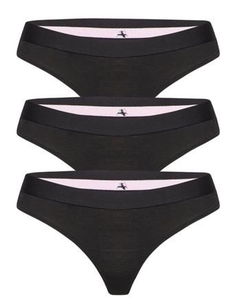 Organic Cotton Thong 3-Pack Stringtruse Undertøy Svart Danish Endurance
