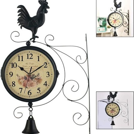 Haveklokke til haven Vejrbestandig Retro Ur Dobbeltsidet Bar Ur Jern Håndværk