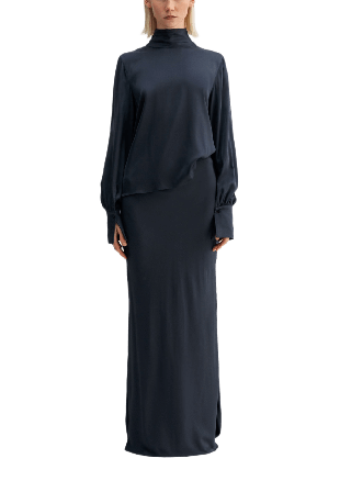 Ahlvar Gallery Luna silk blouse Blusar Dam Blå XL