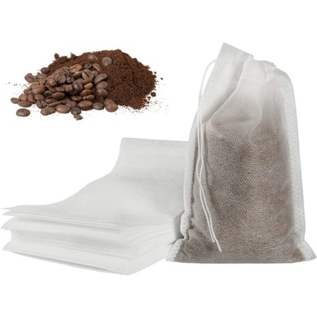 50 stk. Cold Brew-poser uten søl, 10x15 cm engangs kaffefilterpose finmasket bryggepose med snøring for iskaffe, varm te, urtekrydder