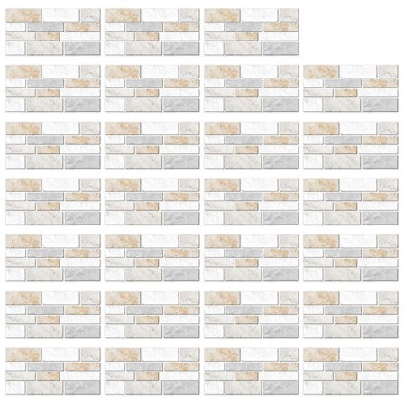 27 stk imitert marmor murstein klistremerker DIY selvklebende kjøkken gulv vegg