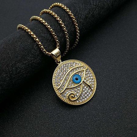 18k guldpläterad Horus öga Ra öga Egypten skydd hundmärke hänge rostfritt stål halsband smycken present