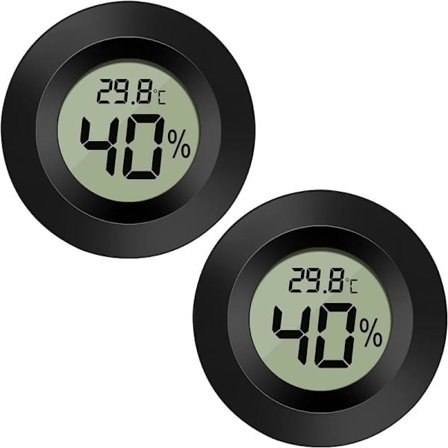 Sort rund, 2 stk digital LCD udendørstermometer hygrometer Hy