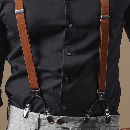 Smale Brune Bukseseler med Klyper for menn - Bukseseler med klyper