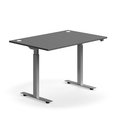 Schreibtisch FLEXUS, gerade, 1200x800 mm, Gestell silber, grau