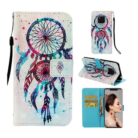 Huawei Mate 20 Pro syntetläder plånboks fodral med bildmotiv - Drömfångare