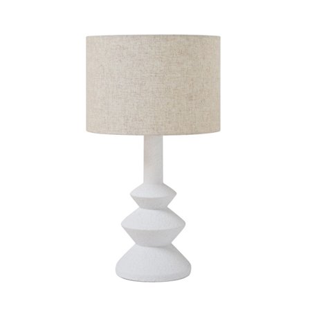 Pöytävalaisin savijalustalla ja pellavavarjostimella, 19x19x62 cm