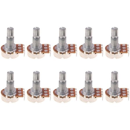 A500K Potensiometer Spline Liten Pot Elektrisk Gitar Bass Effekt Amp Tone Volum 18mm