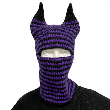 Strikket hue med oksehorn til voksne, strikket elefanthue, sød studenterhue til udendørs cykling, ski, vinter, hold varm hue til par, sort og hvid 