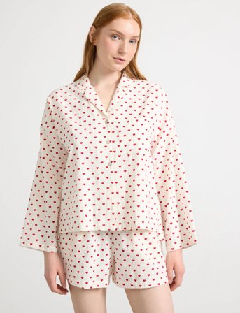 Lindex Pyjama Shirt Seersucker - Red - XS