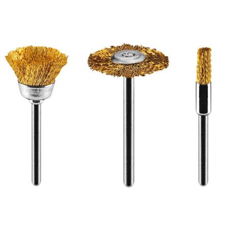 Borst i mässing - GRAPHITE - Set om 3 - 1 borste, 1 kopp, 1 skiva - För trä och metall - 5 till 22 mm