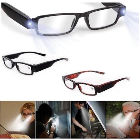 Läsglasögon m LED-Lampa . Dag eller Natt