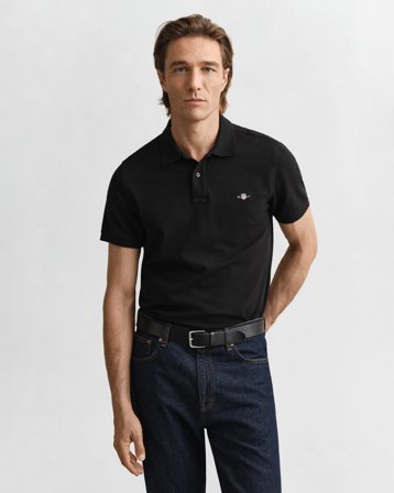 GANT Herren Regular Fit Piqué Poloshirt (4XL) Schwarz Grau
