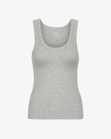 Women Organic Rib Tank Top - Heather Grey S