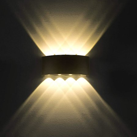 8W LED-seinävalaisin, moderni seinävalaisin, IP65-vedenkestävä seinävalaisin, alumiininen ylös-alas-koristeellinen spottivalo - lämmin valkoinen