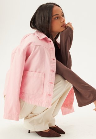 VERO MODA - Vmjamie Ls Denim Shacket Mix N - Parfait Pink Detail:washed - Kläder - - Bubbleroom