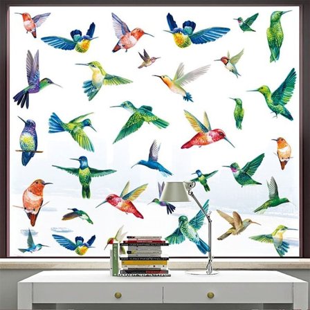 9 stk Kolibri Statiske Klistremerker Vår Vindusglass Kjøkken Skyvedør Anti kol KLB