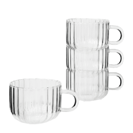 Åhléns Home Glaskopp RILL 40 cl, 4-pack Kök & matlagning Transparant CL