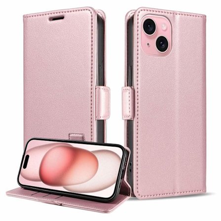 Etui til Samsung A16 rosa kortspor skinn