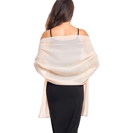 ING Skjerf, Myke Chiffonskjerf, Aftenkjoleskjerf, Brudeskjerf, Brudeskjerf for kvinner, Beige