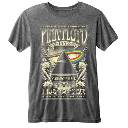 Pink Floyd Unisex Adult Carnegie Hall Burnout T-Shirt L Charcoa