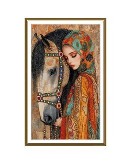 Perlenstickerei Mädchen und Pferd - Nova Sloboda