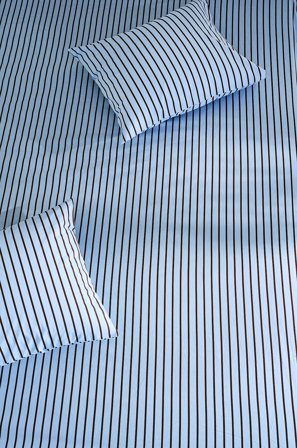 Jotex - Stretchlaken Økologisk Blå/brun - SIMA - Kjøp Dra-på-laken hos Jotex