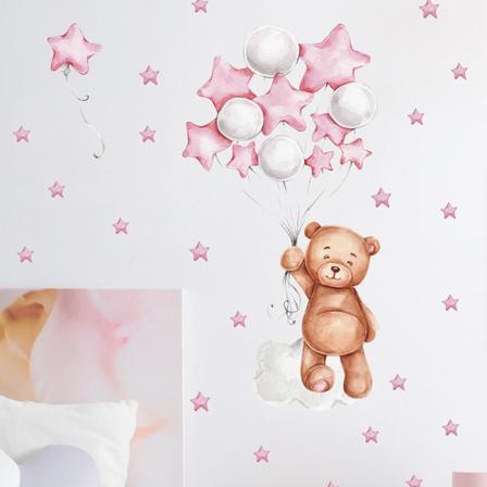 Barneromdekor Veggklistremerker - Rosa, Tegneserie Veggklistremerker, DIY Veggkunstplakat, Skrell og Lim Kunstklistremerker for Barn og Barneromdekor