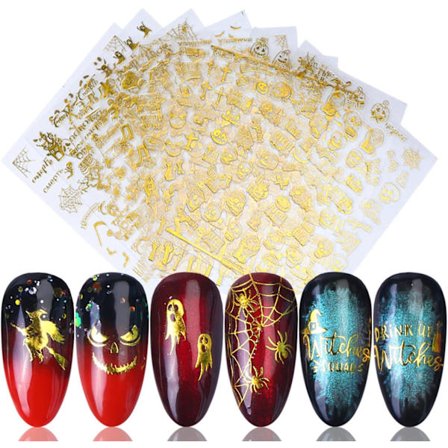 Halloween Skräck Nail Art Dekaler Stickers, Holographic 3D Day of The