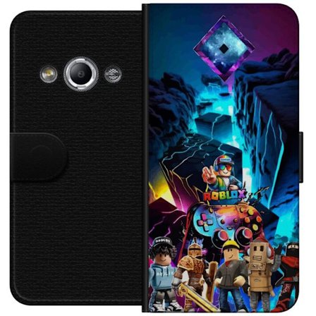 Kompatibelt Lommeboketui til Samsung Galaxy Xcover 3 Roblox neonverden med futuristiske landskap, spillkontrollere og populære karakterer - perfekt f