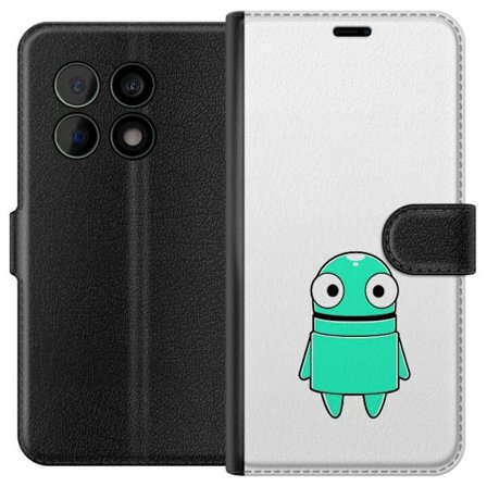 Yhteensopiva Lompakkokotelo OnePlus OnePlus 10 Pro Turkoosi piirroshahmo isoilla silmillä ja iloisella persoonallisuudella yksinkertaisessa kuvitukse