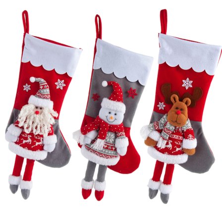 3-pack julstrumpor i presentpåsar