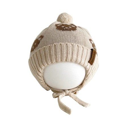 Mjuk och bekväm baby Härlig björnmönstrad baby Tjock och varm stickad mössa Bekväm att bära