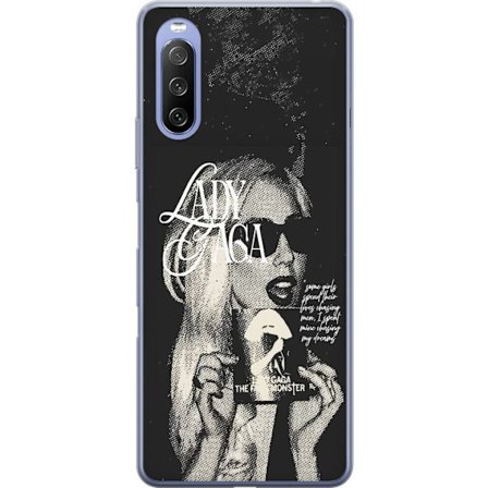 Kompatibel Mobilcover til Sony Xperia 10 III Lite Lady Gaga sort-hvid retroplakat med solbriller og popkunst-æstetik