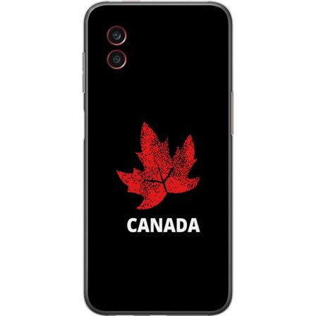 Yhteensopiva Puhelinkuori Samsung Samsung Galaxy Xcover6 Pro Graafinen vaahteralogo punaisella mustaa taustaa vasten, jossa on selkeä Kanada-viittaus