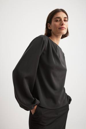 NA-KD Chemisier drapé à manches ballon - Blouses - Noir - EU 34