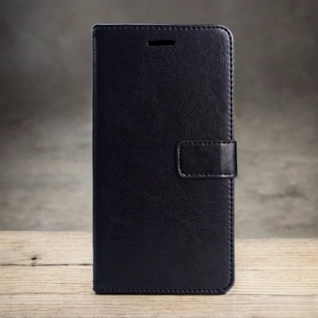 Etui til iPhone 4 Lommebokmodell [svart] + gratis snor Flip Lommebok med Kortholder Full-Body