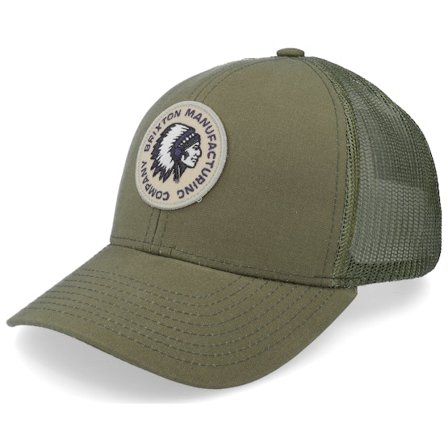 Brixton - Grün Trucker Cap - Rival Stamp X Medium Profile Military Olive Trucker @ Hatstore