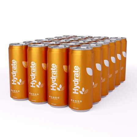 Øvrige Plant Factory 24 x Hydrat kulsyreholdig kokosvand kasse 330 ml, Mango - Bodyman.dk