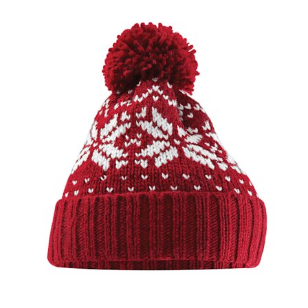 Beechfield Fair Isle Snowstar Beanie One Size Classic Röd/Vit