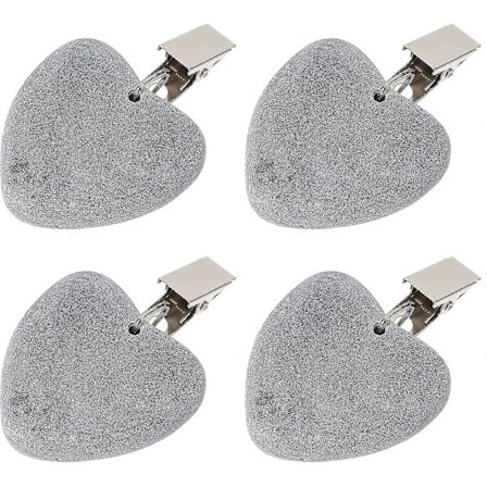 Pakke med 4 Hjerte Dugvægte Sten med Klips Marmor Sten Dugklips til Have, Picnic, Bryllup