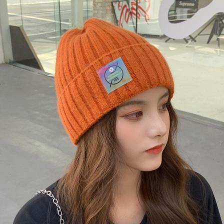 Varm vinterstickad mössa Ull Dam Höst Casual Matchande Pullover Unisex Small chrysanthemum label-Orange M