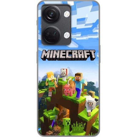 Kompatibel Mobilcover til OnePlus OnePlus Nord 3 Minecraft eventyrklippe med Steve, Alex, dyr og mobs i klassisk blokstil, hvor hele verden samler sig