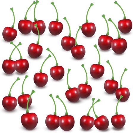50 kpl Keinotekoisia punaisia kirsikoita, väärennetty kirsikkamalli, todenmukainen hedelmäkirsikkakoriste, simulaatio kirsikka, väärennetty 