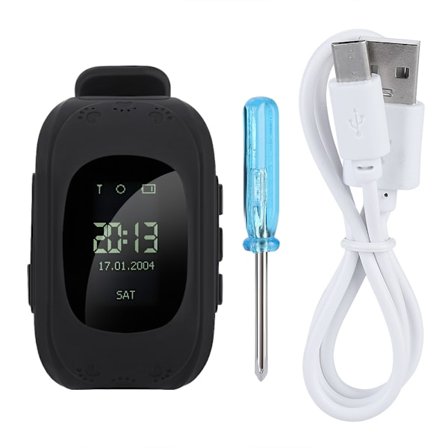 Barne klokketelefon Anti-lost GPS Tracker Safe Touch Screen Barn Klokke (Svart)