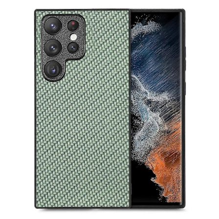 For Samsung Galaxy S25 Ultra Deksel Karbonfibertekstur PU PC TPU Telefon Bakdeksel - Grønn