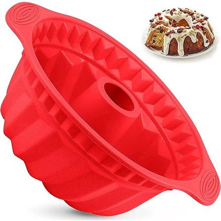 9,5 tommers silikonkakeformer, ikke-klebende rillet kakeform med robust håndtak, kakebakeformer, perfekt bakevare for kake, gele, gelatin, brød, Para 