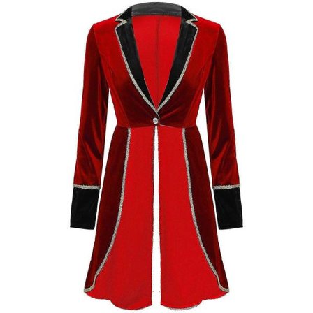 Halloween Dame Voksen Sirkus Ringmester Kostyme Fløyel Langermet Jakke Kappe Jul Karneval Cosplay Festival Rave Antrekk